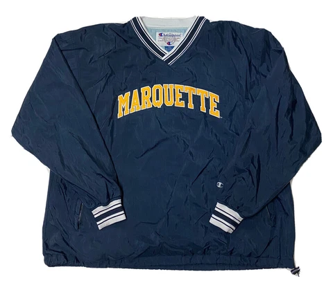 Vintage 90s Marquette Golden Eagles Champion Windbreaker Pullover Jacket Mens 2X Cover