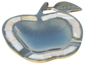 Brass Apple Shape Ashtray Cigar Cigarette Tobacco Ash Tray 4.4*3.7*0.4 inch - Picture 1 of 3