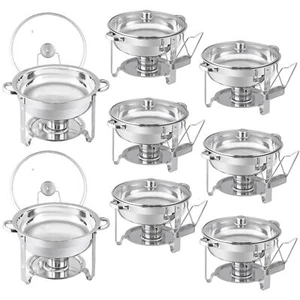 8PCS Chafing Dish Buffet Set NSF Stainless Steel Round Chafers for Catering 5 Qt - Picture 1 of 24