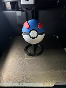 3D Printed Pokeball - Great Ball - Functional button and hinge - Picture 1 of 2