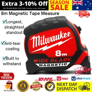 48220208M 8m Wide Blade Magnetic Tape Measure Reducing Hand Tools NEW - Picture 1 of 12