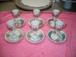 6 Antique Royal Vienna "1681" PEDESTAL Tea CUP & SAUCER Victoria Courting Couple - Picture 1 of 10