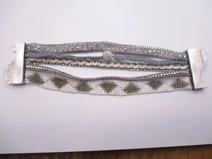 Victoria Emerson cuff stacked bracelet 7.5" beaded woven 0202 - Picture 1 of 7
