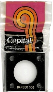 2x2 Capital Holder Plastic Snaplock Barber Half Dollar Coin Black Capsule New - Picture 1 of 1