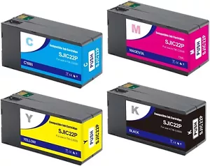 Set of 4 SJIC22P Ink Cartridges For EPSON Colorworks TM-C3500 C3500 C3510 C3520 - Picture 1 of 4