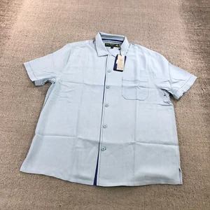 Nat Nast Shirt Mens Medium Button Up Hawaiian Camp Vegas Stripe Embroidered - Picture 1 of 9