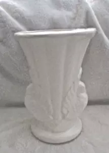 Vintage~White Vase~Raised Birds on Sides~8.75" Tall~1970's - Picture 1 of 12