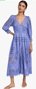 Abito Free People Shadow Dance MIDI gioiello persiano pizzo blu NUOVO taglia media - Foto 1 di 5