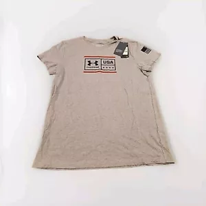 Under Armour Freedom USA Flag T-Shirt Women’s Large Gray - Picture 1 of 5