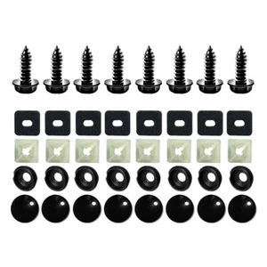 8 Black License Plate Screws Stainless steel Bolts Hats Car Accessories Fiture - Picture 1 of 8