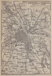 Environs of Warsaw. Poland. Warschau. BAEDEKER 1914 old antique map plan chart - Picture 1 of 1