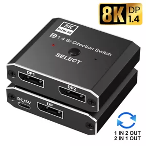 Displayport Switch Bi-direction splitter 1.4 Switcher 8K@30Hz 4K@120Hz 2X1 1X2 - Picture 1 of 8