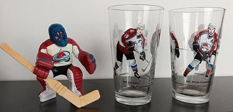 1999 Patrick Roy Starting Lineup figure. Peter Forsberg, Joe Sakic,Blake Glasses Cover