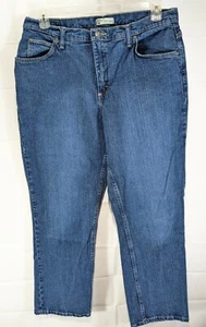 RIDERS by LEE Womens Dark Wash High Rise Relaxed Straight Leg Stretch Jean sz 16 - Picture 1 of 9