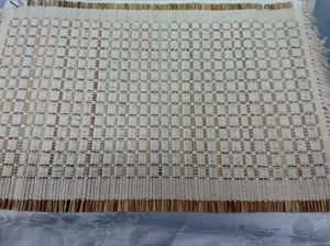 Placemats Set of 4 Straw Woven Cotton Tan Fringe Ends Made in India - Picture 1 of 10