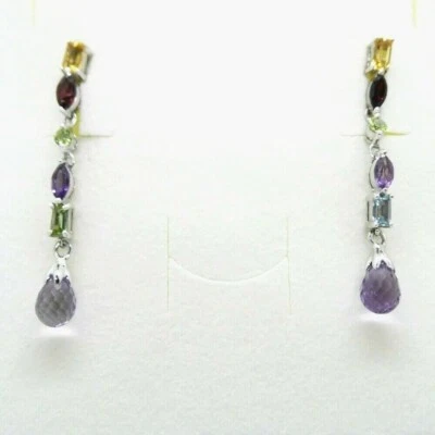 Amethyst Topas Peridot Granat Citrin Ohrringe 925 Silber 585 Weißgold vergoldet - Bild 1 von 4