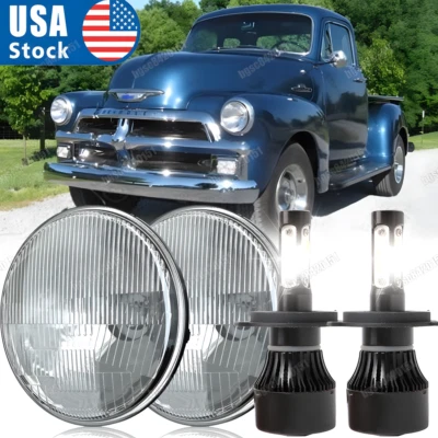 Par de faros LED redondos de 7 pulgadas para camioneta Chevrolet 1954-1957 3100 1956-1959 Foto 1 de 4