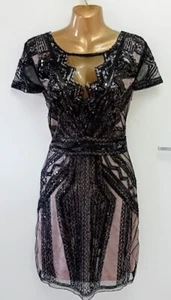 Black /nude short sequined unbranded dress.Retro vintage style.size small. - Picture 1 of 8