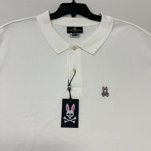 Polo uomo PSYCHO BUNNY 5XL - alta bianca ricamata nuova con etichetta prezzo al pubblico $130 - Foto 1 di 7
