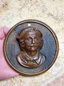 Antigua escultura de bronce del siglo XIX con figura de Cristóbal Colón porta fósforos - Imagen 1 de 7