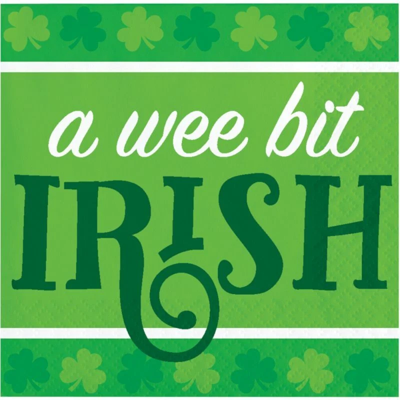 A Wee Bit Irish Beverage Napkins Paper 16 Pack St Patrick's Party Tableware - Image 1 of 1