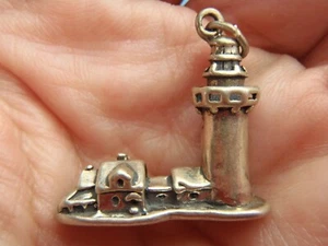 Lighthouse Light Station Sterling Silver Nautical Charm Pendant 6.9Gr Free Ship - Picture 1 of 21
