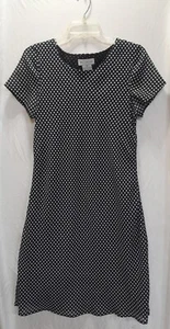 White Stag Womens Size 12 Black & White Polka Dot Dress Short Sleeve Midi, Lined - Picture 1 of 9