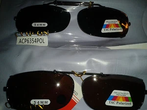 POLARIZED CLIP ON FISHING DRIVING SUNGLASSES 54MMx30MM GRAY/BRN REDUCES GLARE - Picture 1 of 1