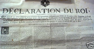 FRANCE : STATEMENT BY THE KING OF 1775 ON TAXES . Large cupboard 55 x 80 cm. - Picture 1 of 1