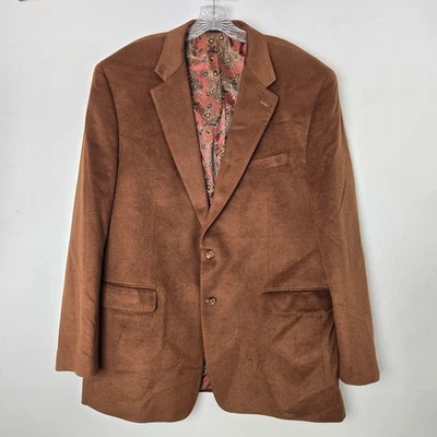 Lauren Ralph Lauren 48L Silk Wool Cashmere Brown Suede Sports Blazer Jacket - Image 1 of 4