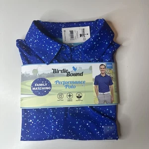 Birdie Bound Shirt Herren S/CH Blau Splatter Print Performance Stretch Golf Polo - Bild 1 von 14