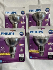 Philips LED 75w Dimmable Indoor/Outdoor PAR30L Light Bulbs Brite White 4 Pack - Picture 1 of 4
