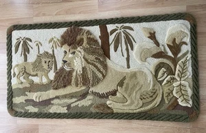Tappeto con gancio Lions Safari Pride multilivello pura lana 31”x 62” tappeto montagna mulini - Foto 1 di 16