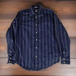 Camisa de vestir Gap Premium azul a rayas para hombre talla M algodón con botones manga larga - Imagen 1 de 3