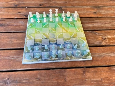 Customize Chessboard w Colourful Chessboard - Resin Chess Set - Handmade Chess - Image 1 of 4
