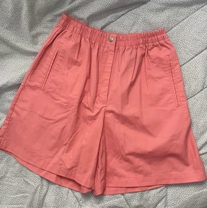 Vintage Hot Pink Elastic Waist Bermuda Shorts Wide Leg 80s Karen Scott Sport 8 - Picture 1 of 11