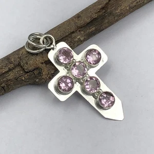 Colgante hecho a mano de plata de ley 925 con piedras preciosas de amatista - Imagen 1 de 2