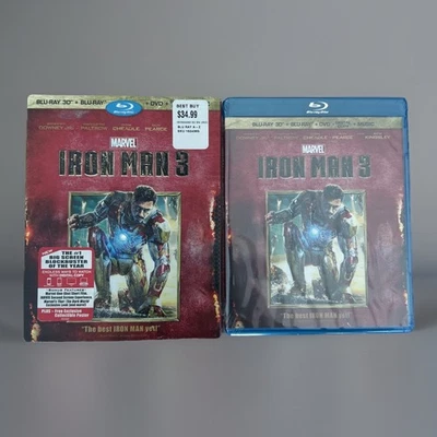 Iron Man 3 (3D, Blu-ray, DVD, Digital, Music, 2013) 3-Disc + Embossed Slipcover - Image 1 of 4