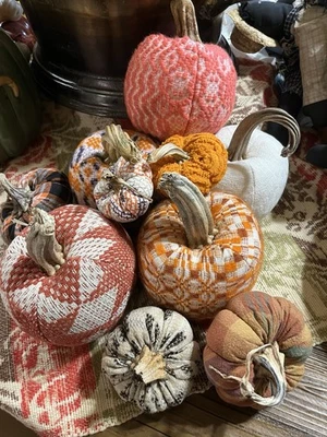 Handmade Antique Coverlet Group Of 11 Pumpkins  - Image 1 of 4