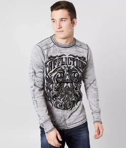Men's Affliction American Customs Causeway Reversible Thermal Y2K T-Shirt XL - Picture 1 of 4