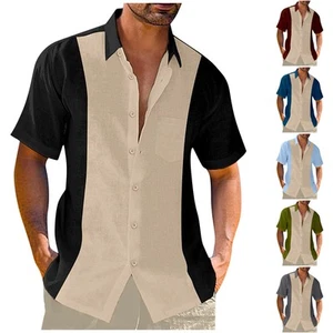 Herren Hawaiihemd Button Down Bowlinghemden Kurzarm Sommer Strandhemden - Bild 1 von 32