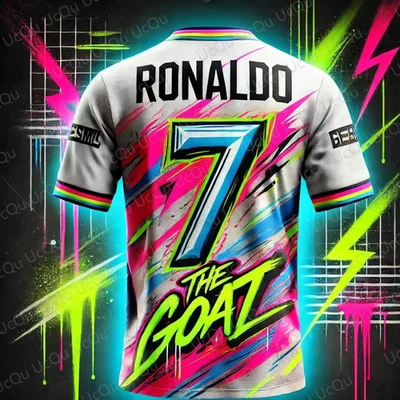 2025 Ronaldo CR7 Goat 3D Printed T-shirt Football Fans Trending Gift NEW - Image 1 of 3
