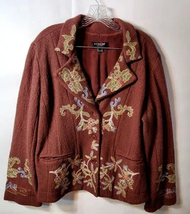 Vintage Citron Santa Monica Damen Gr. M bestickt Wollmantel KOSTENLOSER VERSAND - Bild 1 von 16