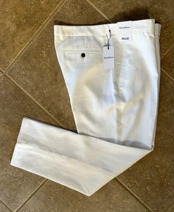 Karibische Leinenmischung elegante Freizeithose Herren Größe 40 x 32 weiß $ 79 neu mit Etikett - Bild 1 von 7