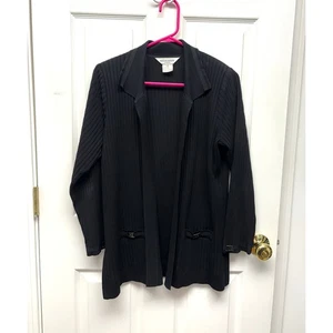 Cárdigan negro exclusivo Misook, hombreras, talla pequeña M - Imagen 1 de 6