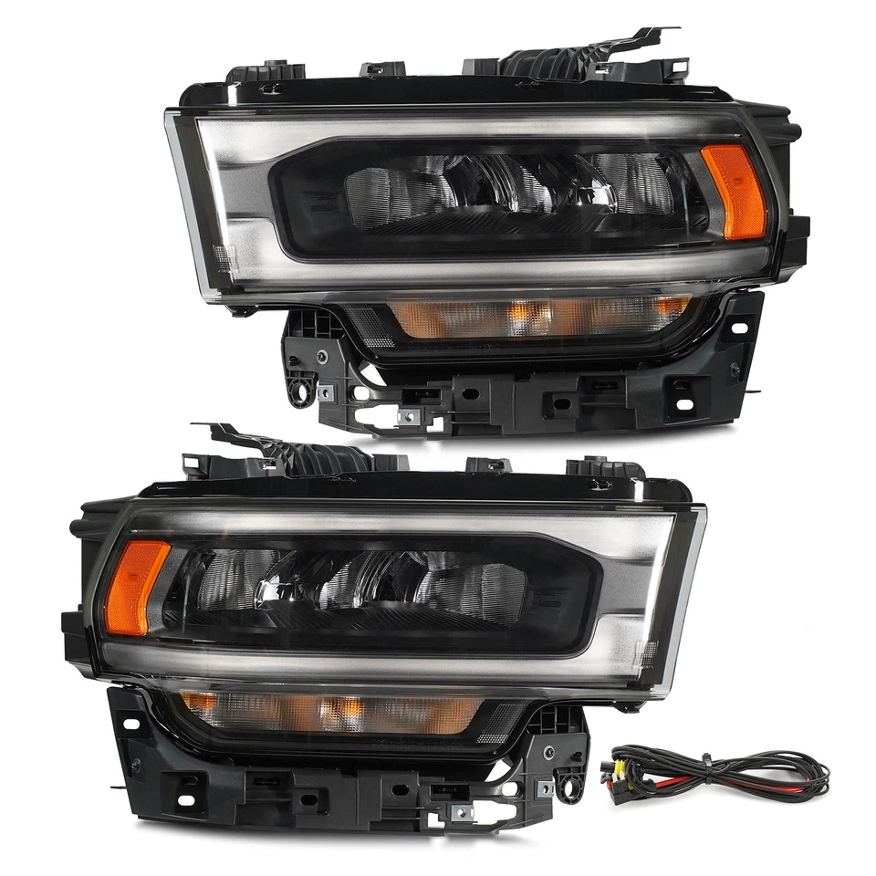 Upgrade FULL LED Headlights For 2019-2024 RAM 2500 3500 Black Left+Right Pair - Image 1 of 4
