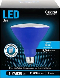 Feit Electric PAR38/B/10KLED/BX 7W Blue Non-Dimmable LED Reflector Light Bulb - Picture 1 of 7