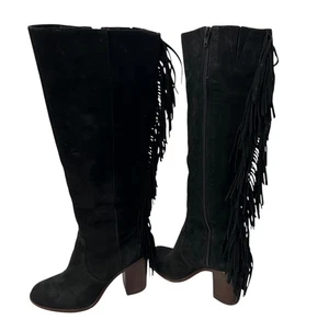 Gianni Bini “Back Drop” black suede leather knee-high boots. Women’s size 6 - Picture 1 of 5