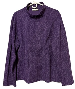 Chaqueta Coldwater Creek para mujer de algodón elástico púrpura floral LS con cremallera talla XL - Imagen 1 de 12