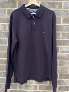 Tommy Hilfiger Men's Deep Plum Long Sleeve Polo Size XL Holidays - Picture 1 of 4